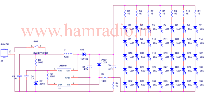 Fig. 1 Circuit diagram of White LED Array Lamp