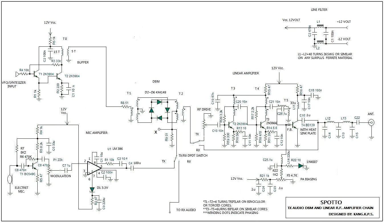 Fig. 1. Tx, Audio, DBM and Linear R. F. Amplifier Chain