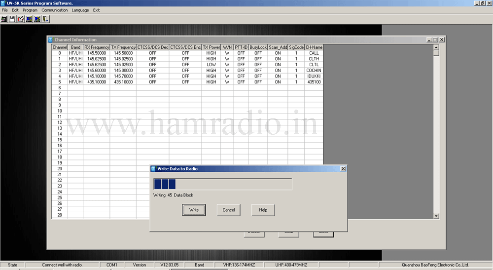Fig. 3 Screenshot of programming UV-5R